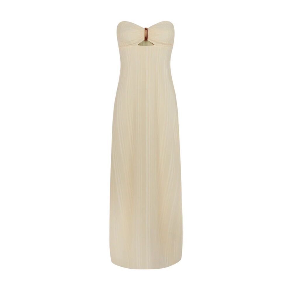 NWT ViX Loly Strapless Sweetheart Striped Maxi Dress Resort Wear Lined